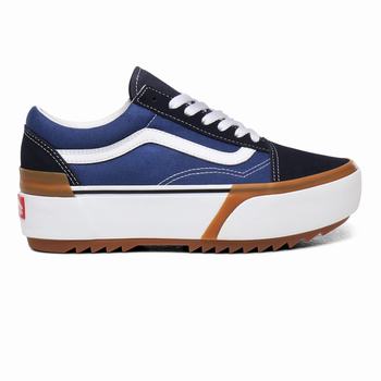 Női Vans Old Skool Stacked Platform Cipő VA4365102 Sötétkék/Fehér